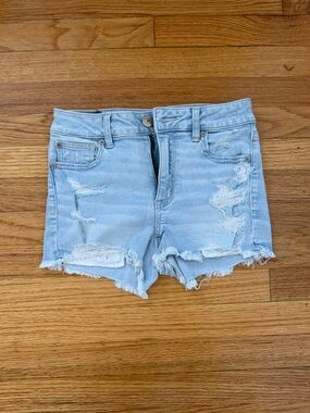 American Eagle Light Blue Distressed Denim Shorts